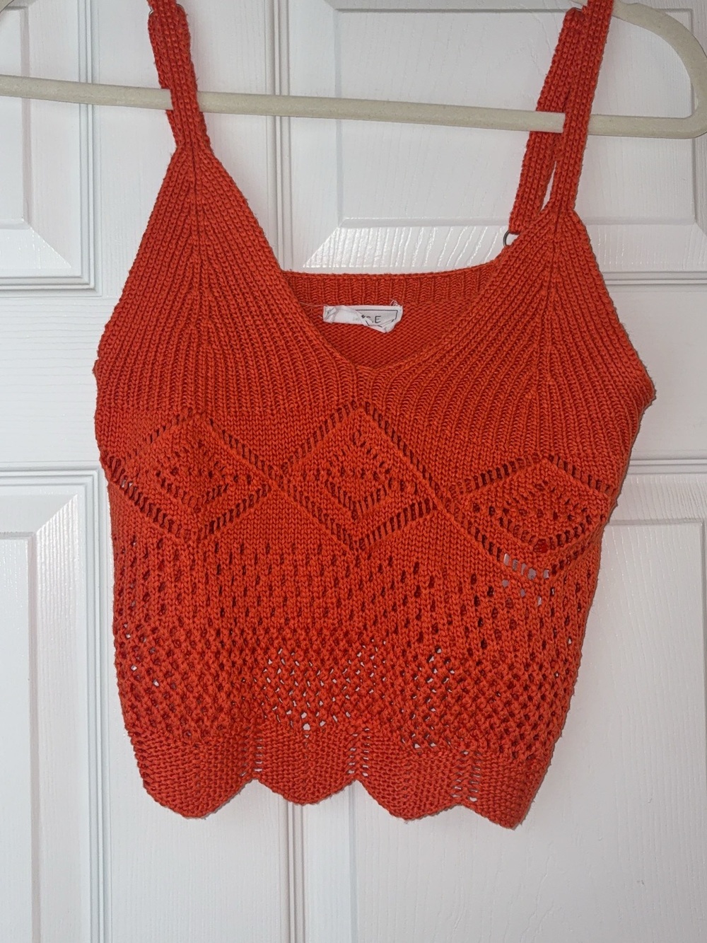 Sage the Label Orange Crochet Knit Tank Top